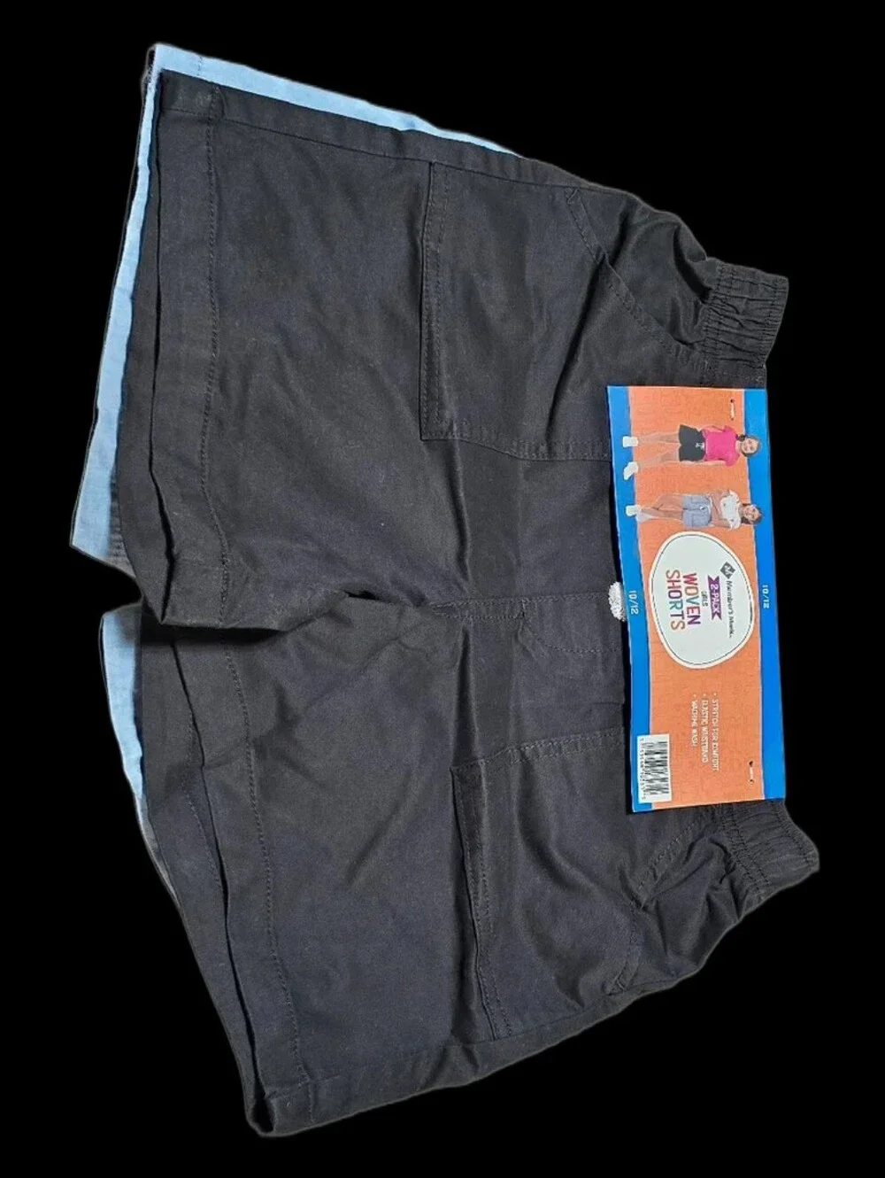 Girls Members Mark 2 Pack Black Blue Woven Pull On Shorts Size 10/12 NEW